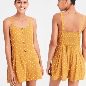 American Eagle Plus Size Yellow Polka Dot Romper